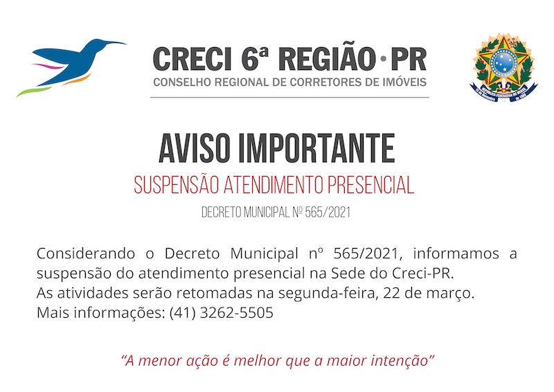 Suspensão Atendimento Presencial Curitiba